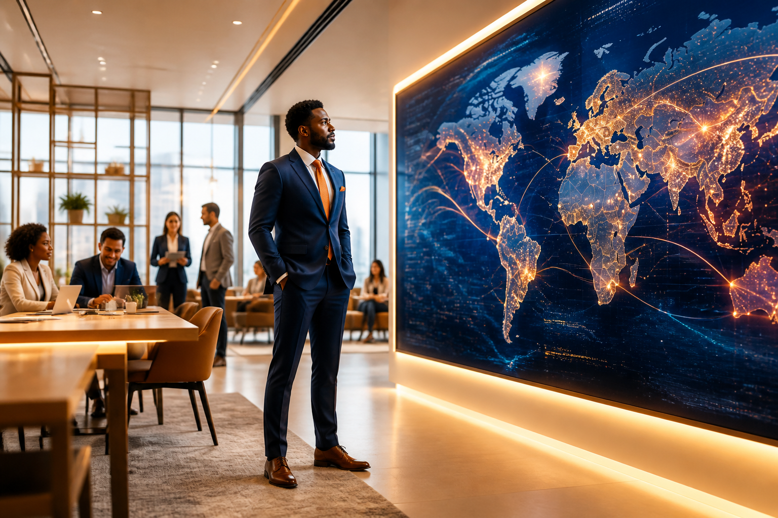 A confident professional navigating global digital asset regulatory landscapes with optimism and clarity